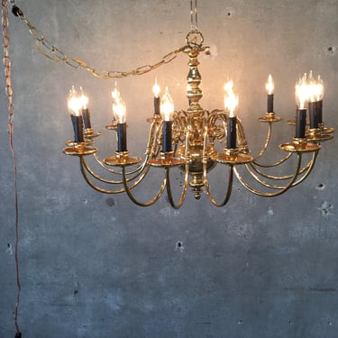 Vintage Fifteen Arm Brass Chandelier from Warner Brothers Prop House