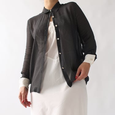 Vintage Sheer Pinstripe Blouse