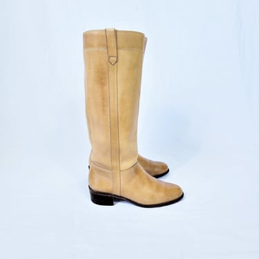 1980's Brazilian Tan Leather Riding Boots I Sz 7.5 I Made in Brazil I Louisa 