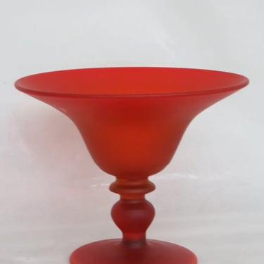 Tiffin Glass Style Satin Amberina Apricot Footed Glass Candy Compote Bowl 2964B