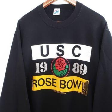 vintage USC sweatshirt / Rose Bowl sweatshirt / 1980s USC Trojans Football Rose Bowl black sweatshirt XL 