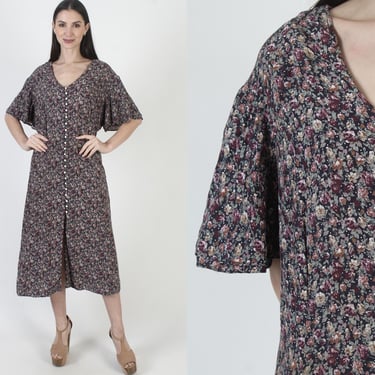 90s Grunge Dress, Plus Size Maxi, Liberty Print Babydoll, Vintage Womens Button Up 
