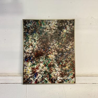 Signed Original Vintage Mid Century Abstract Oil Painting by Milt Surrey 