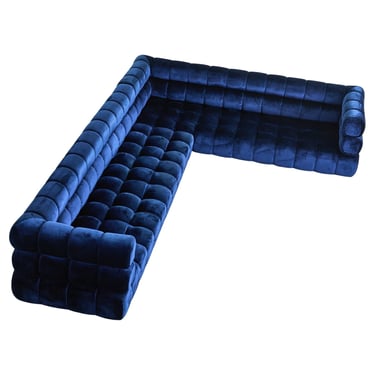 Todd Merrill Custom Sectional Sofa Ottoman Blue Velvet