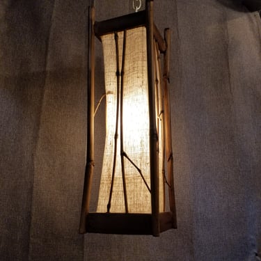 Rustic Bamboo and Burlap Pendant Light