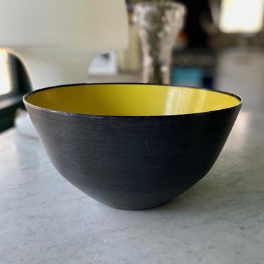 1960s Yellow Party Popcorn Bowl Decor Yellow Interior Vintage Husqvarna, Made in Sweden by Sigvard Bernadotte Scandinavian Mid-Century 