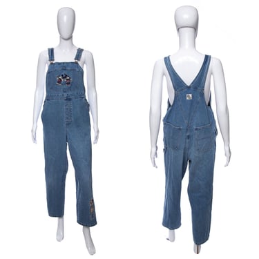 1990's Disney Store Denim Mickey and Minnie Mouse Overalls Size L