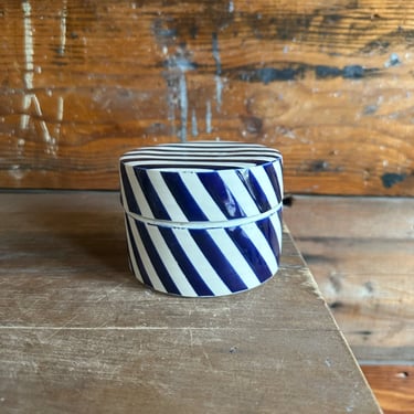 Salt Box - Blue and White Striped Pattern 