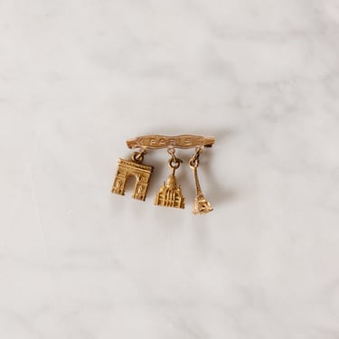 1930s French Paris souvenir charm bar brooch