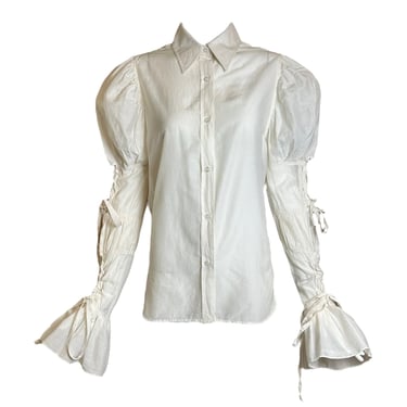 Tom Ford for Yves Saint Laurent F/W 2002 Cotton Lace-Up Sleeve Blouse