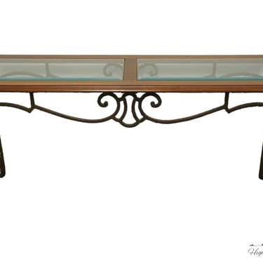 PENNSYLVANIA HOUSE Contemporary Modern Cherry and Wrought Iron 60" Glass Top Accent Sofa Table 