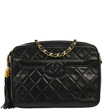 Chanel Black Lambskin Camera Bag Small