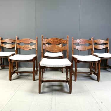 Vintage brutalist dining chairs, set of 6 - 1970s - vintage wooden chairs- brutalist chairs- mid century dining chairs - vintage chairs 