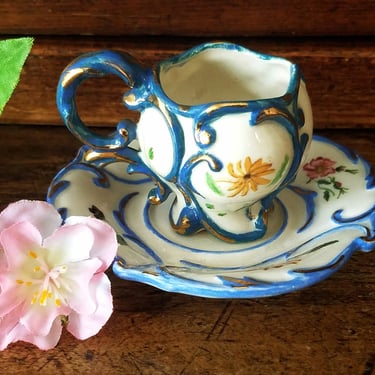 Tiny Vintage China Cup~Child's China cup & Saucer Hand Painted Teacup Floral Decoration~Victorian Style Teacup~Pretend Play~JewelsandMetals 