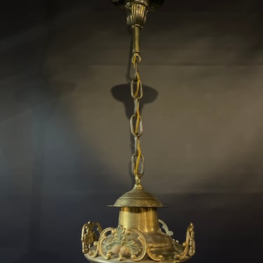 Vintage Brass Ornate Pendant Light 8 x 25