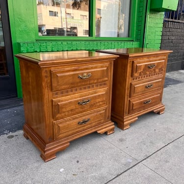 On Guard | Pair of Colonial-syle Three-Drawer Nightstands