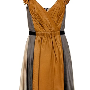 3.1 Phillip Lim - Pleated Leather Colorblock Dress Sz 2
