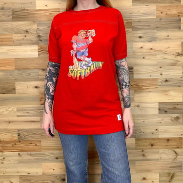 70's Vintage Funny Jersey Style Softball Tee Shirt T-Shirt 