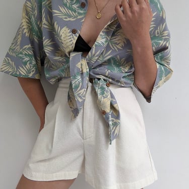 90s Tropical Print Silk Shirt