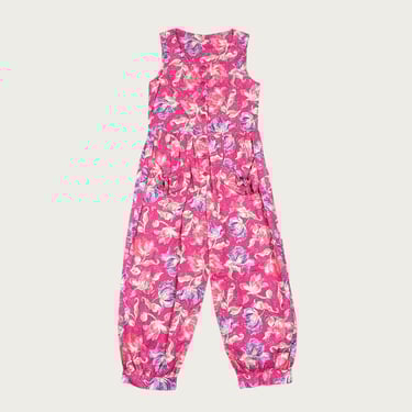 (S) 80s Pink Floral Jumpsuit