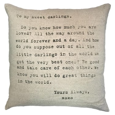 &quot;To My Sweet Darlings&quot; Pillow