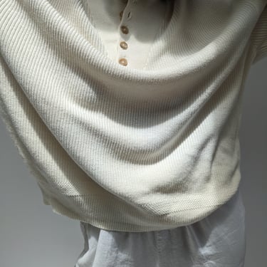 Classic Vintage Ivory Knit Henley