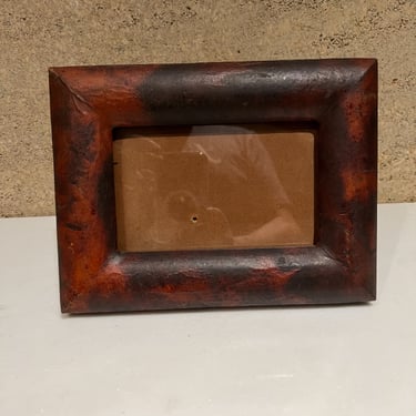 1960s Patinated Leather Picture Frame in French Style of Hermes 