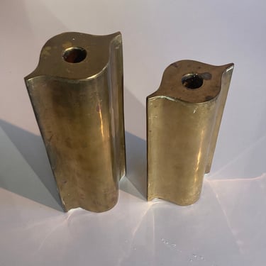 Pair of vintage Dolbi Cashier brass candleholders 