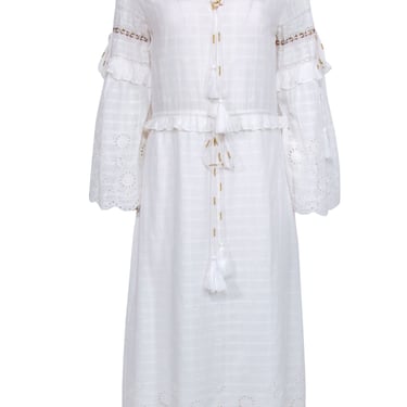 MISA Los Angeles - White Cotton Long Sleeve Maxi Dress Sz XS