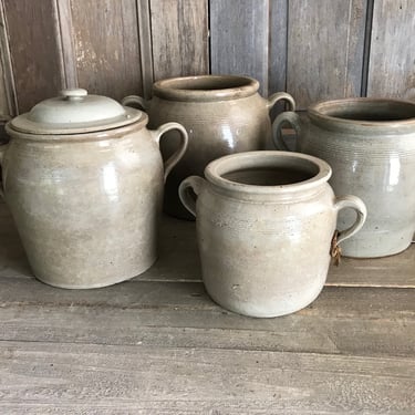 1 French Gris Confit Jar, Gray Stoneware Crock Pot, Utensils, Artist, Flower Vase, Rustic French Farmhouse Cuisine 