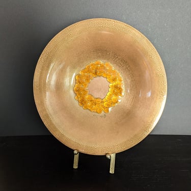 Sascha Brastoff Signed Midcentury Enamel on Copper Centerpiece Bowl 