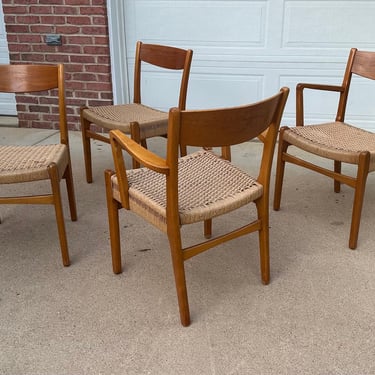 Set of 4 vintage beech dining chairs, Sweden, 1960s Midcentury Modern 