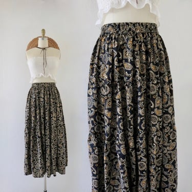 tiered maxi skirt 25-32 - vintage 90s black long maxi size small medium womens 