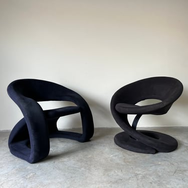 1980s Jaymar Postmodern Sculptural Lounge Chairs - a Pair. 