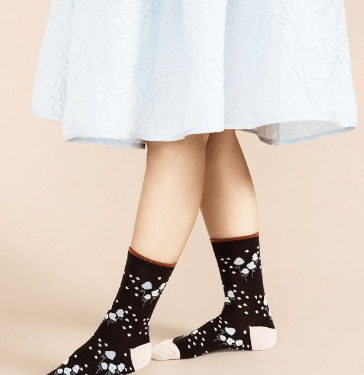 Bountiful Bouquet Crew Socks in Black