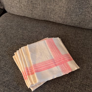 Vintage Pink Stripe Cotton Napkin Set of 6 