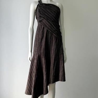 Brown Tweed Asymmetrical Dress S / M 