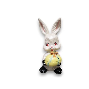 Vintage White Easter Bunny, 1980s Ceramic Rabbit, Decorated Egg Trinket Box, Spring Home Decor, Easter Decorations, Vintage Holiday 