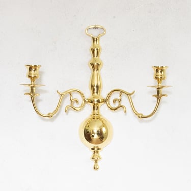 Double Arm Brass Candle Wall Sconce, Candlestick Holder Sconce for Two Taper Candles 