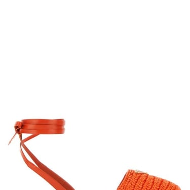 PRADA WOMAN Orange Raffia Sandals