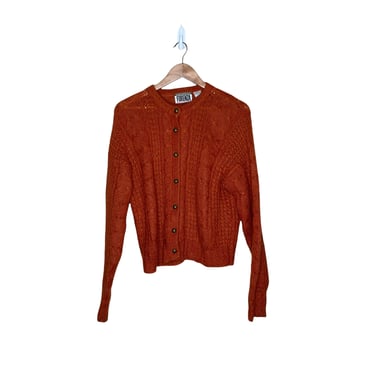 Vintage Forenza Burnt Orange Mohair Blend Cardigan Sweater, Size L 