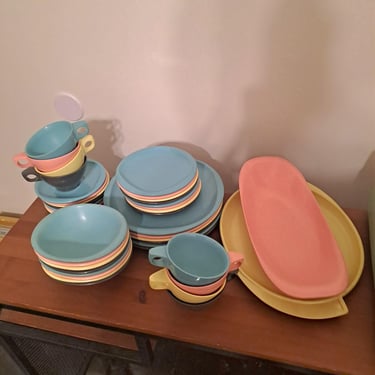 Vintage 40 Piece Boontonware Dining Set with Plates, Cups, Bowls 