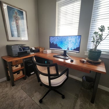 Farmhouse Office Desk - L Shape Made with Reclaimed Wood - L Shaped Computer Desk for Room Corner - Reclaimed Wood L Shaped Desk for Office 