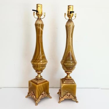 Italian Onyx lamps, Pair 