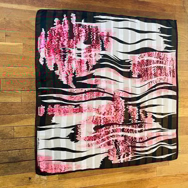 Jim Renoir Pink, White, and Black Sheer Abstract Scarf