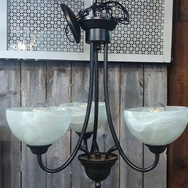 Modern 3 bulb rubbed bronze chandelier