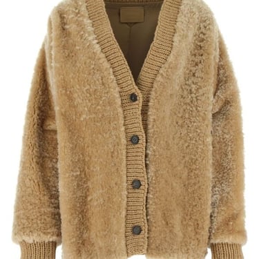 Prada Women Camel Wool Blend Cardigan