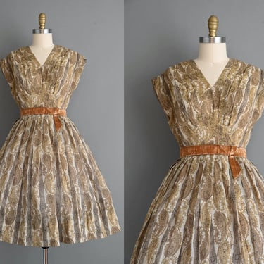 1950s vintage dress | R&K Paisley Cotton Print Dress | Large | 