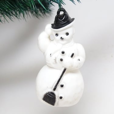 Vintage 1950's Plastic Frosty the Snowman Christmas Ornament, Antique Retro Decor 
