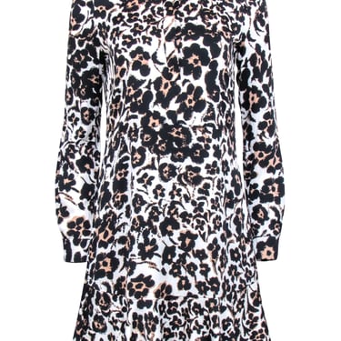 Diane von Furstenberg - Floral Shaped Leopard Print Silk Blend Dress Sz 4